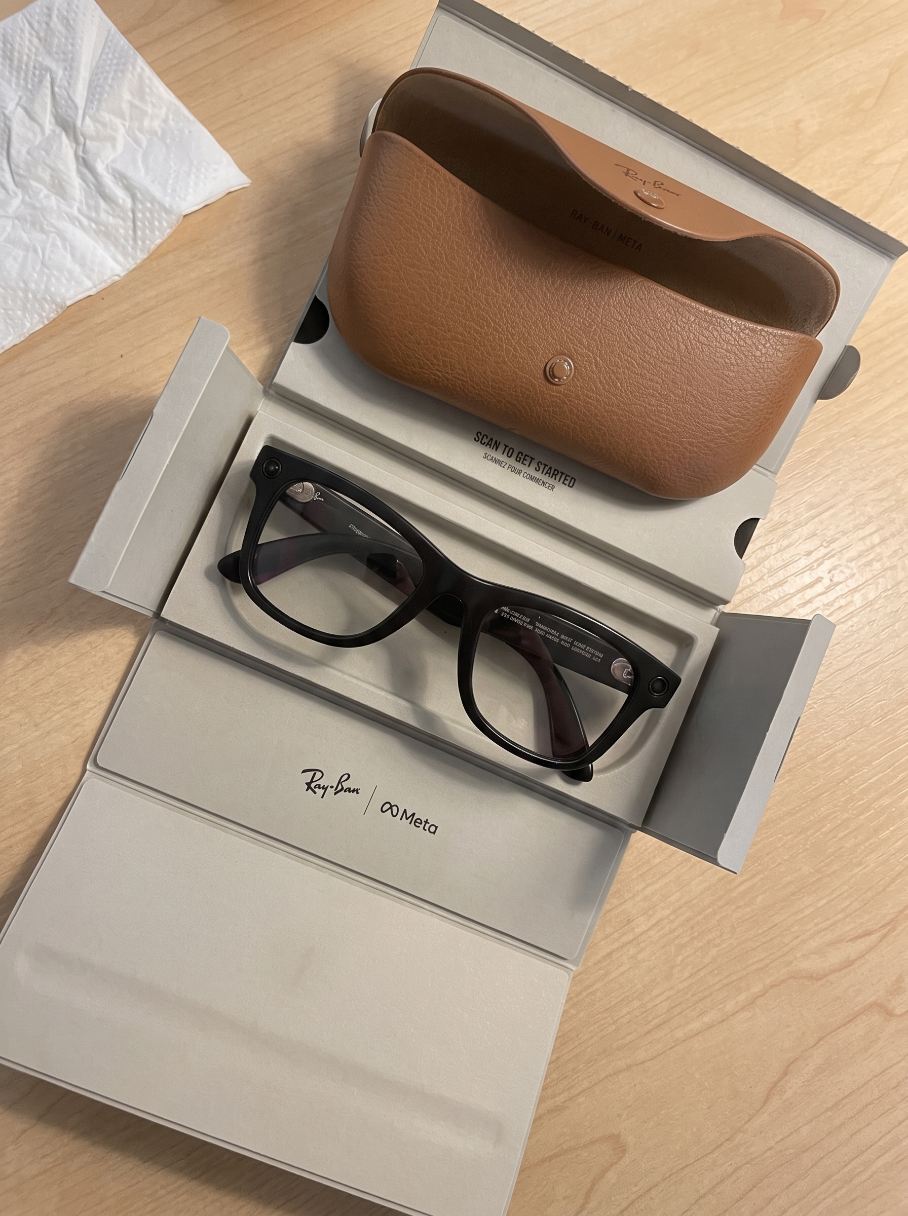 Óculos Inteligente Ray-Ban Meta Wayfarer Gen 2 — Matte Black com Lentes Clear — óculos inteligente recondicionado com garantia na Nova Lens